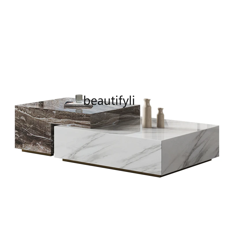 

Marble Coffee Table Living Room Home Large Apartment Modern Minimalist Italian Minimalist Square Silent Style