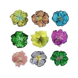 1 Piece 11x11cm, Sequins Flower Sew on Patch, DIY Applique, Clothes Decoration,  Blue, Pink, Green, 9Colours Available Glue-free