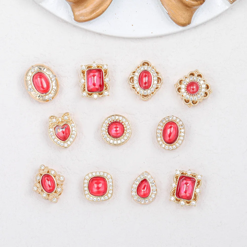 

5 Pieces Copper Gold-plated Inlaid with Red Zircon Premium Spacer Beads DIY Pearl Necklace Bracelet Jewelry Accessorie Wholesale