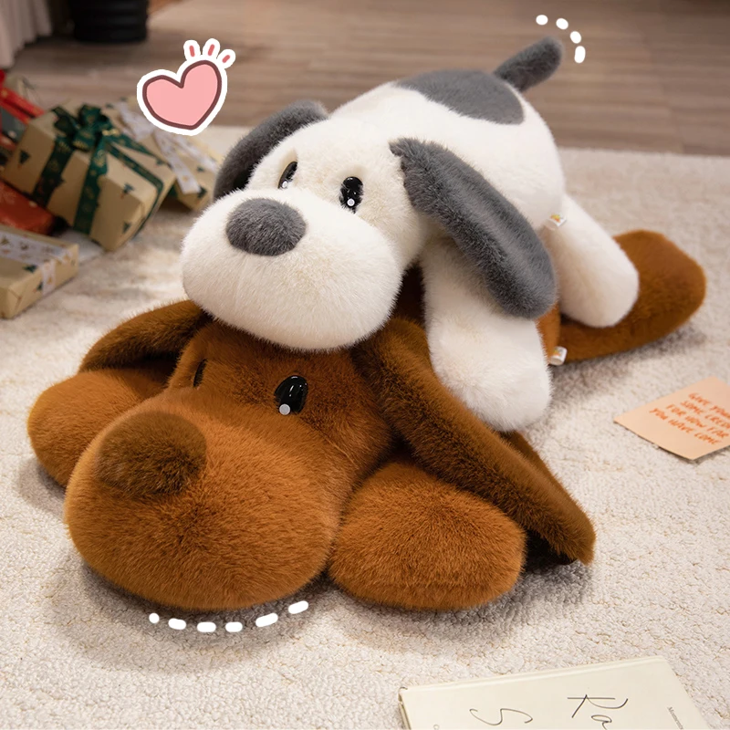 

Милые большие уши папа-собака, успокаивающие куклы, подушка для сна, плюшевые игрушки для собак, белые и коричневые для теплых рождественских подарков подруге