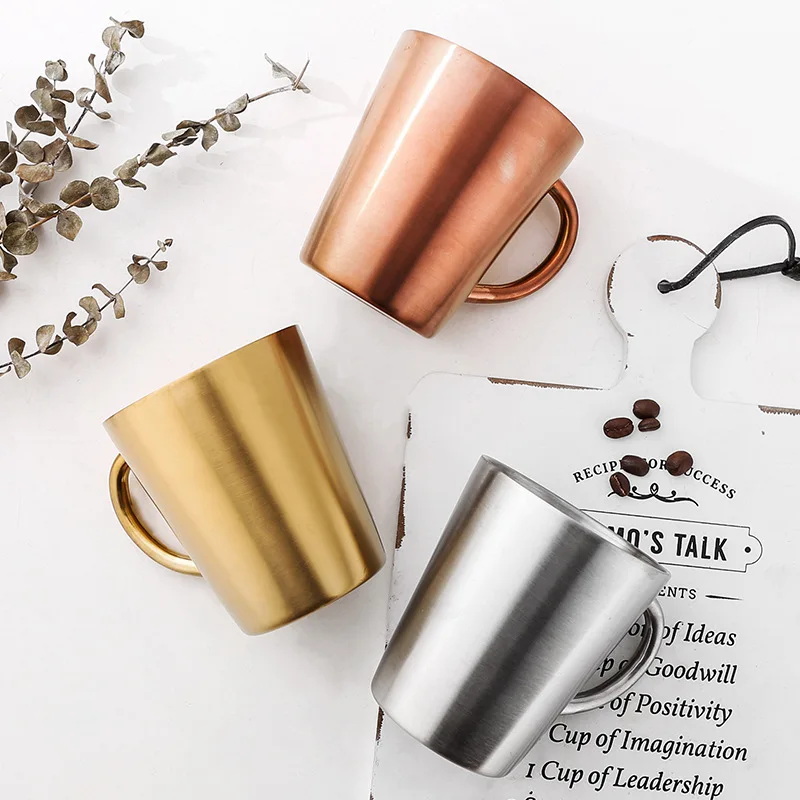 High Quality 304 Stainless Steel Coffee Mug Double-walled Anti-Scald Cup Beer/Water/Tea Anti Fall Metal Travel Tumbler 320ML