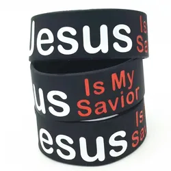 1pc Jesus is my savior religious bible verse silicone bracelet rubber wristband