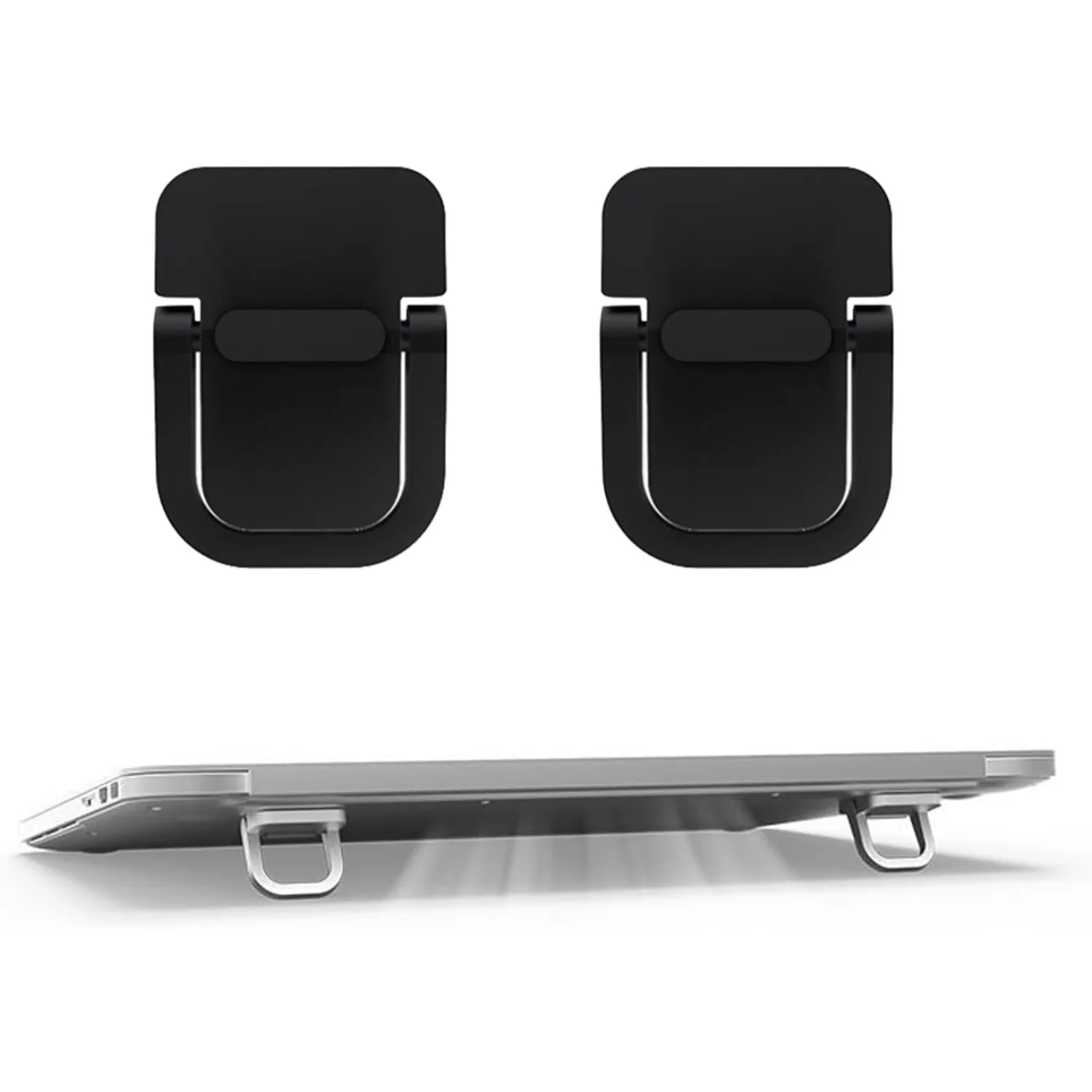 2Pcs Portable Keyboard Laptop Stands for Desk, Compatible with MacBook Air Pro Dell XPS Lenovo HP, Black Desktop Accessory