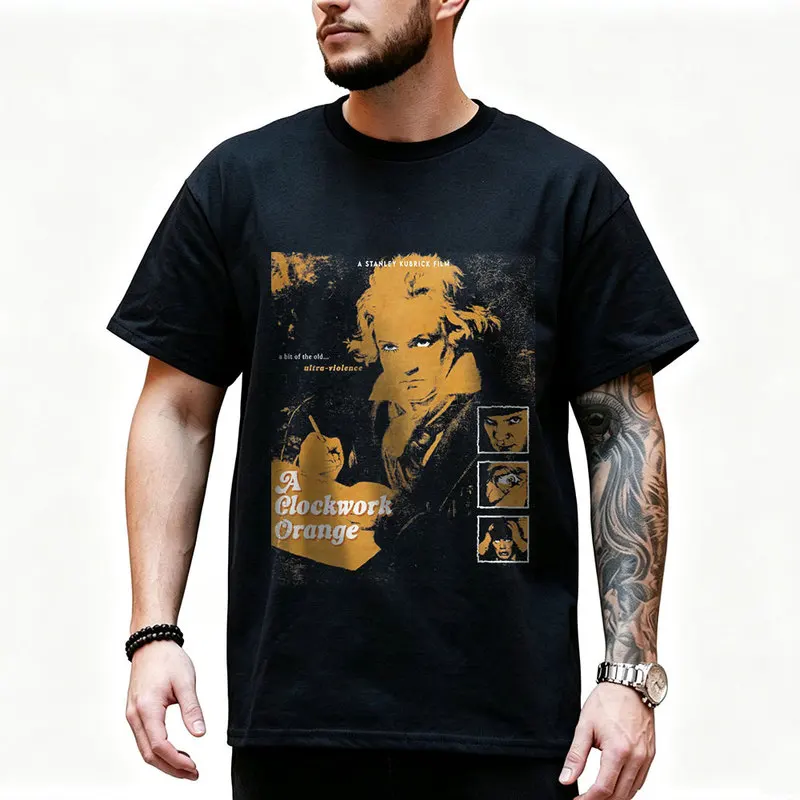 A Clockwork Orange Vintage 90s Graphic T‑Shirt 0907 Dystopian Movie Alex Droogs Print Short Sleeve Punk Gothic Streetwear Tees