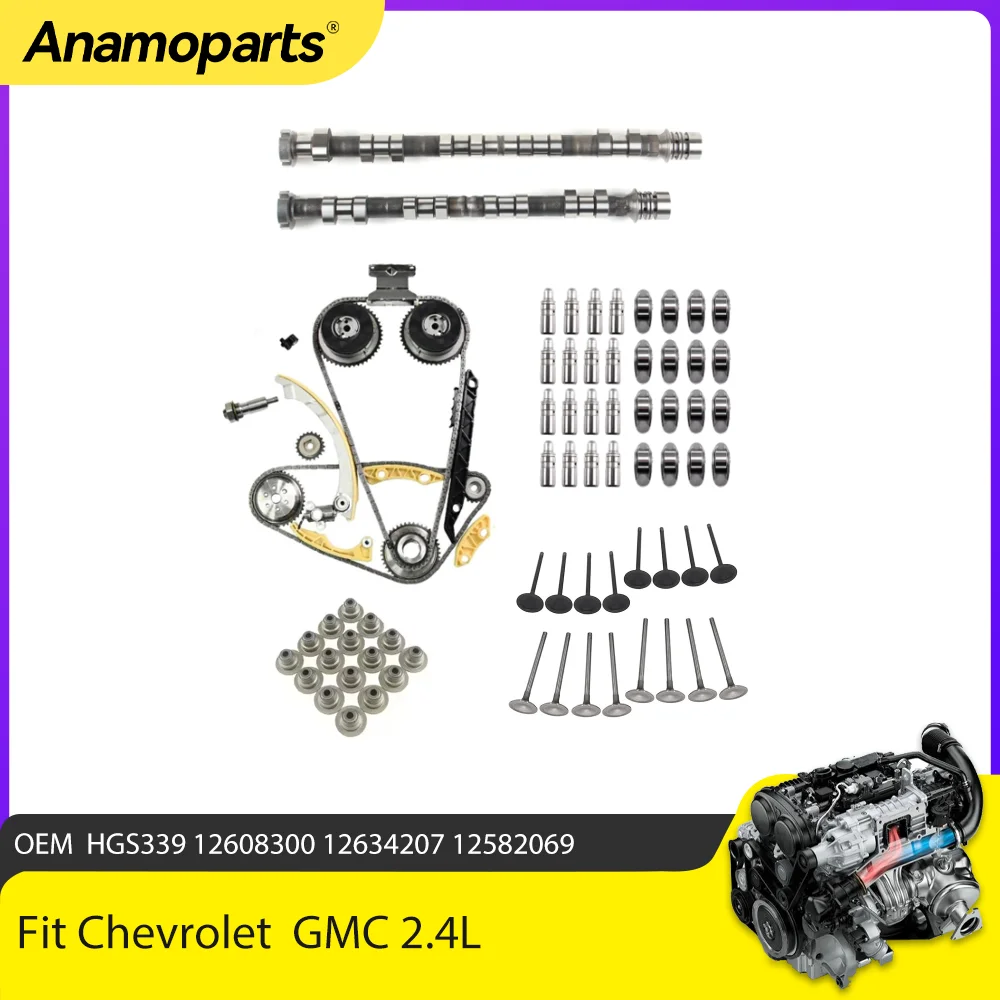 Engine Parts Camshaft Lifters Rockers Timing Chain Kit Fit 2.4 L GAS For Chevrolet Equinox Buick Regal GMC Terrain 2.4L 08-17