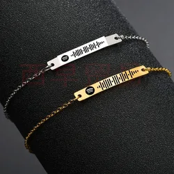 Spotify code music Bracelet Stainless Steel custom name alphabet symbol Bracelet Valentine's Day gift for men and women couples