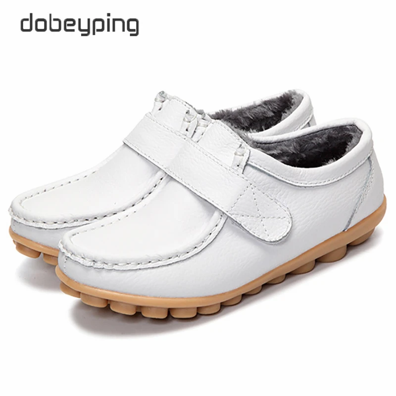 Dobeyping ฤดูใบไม้ผลิฤดูใบไม้ร่วงผู้หญิง Loafers ของแท้หนังผู้หญิง Wedge รองเท้ารองเท้าแตะ Slip On แฟลตหญิงสุภาพสตรีรองเท้า35-44