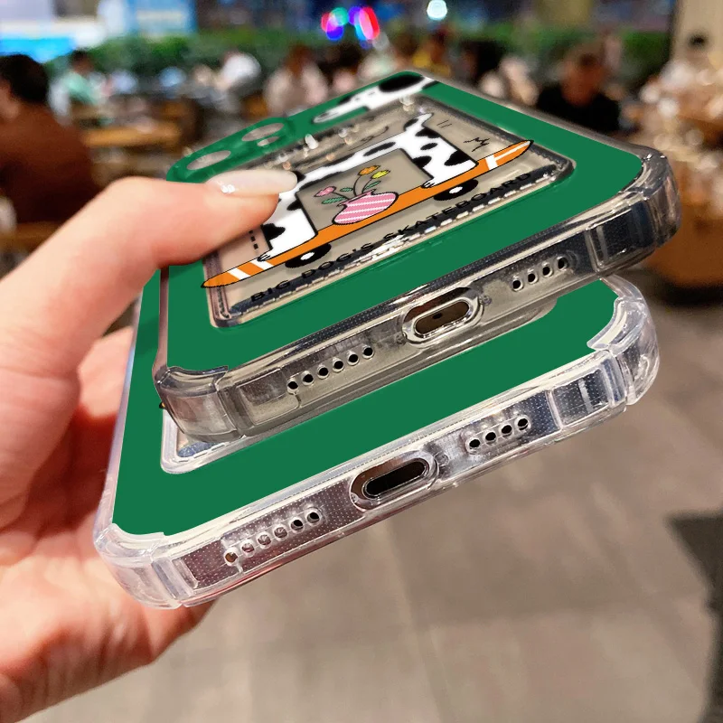 Card Holder Phone Case For iPhone 11 13 16 Pro Max 15 14 12 16promax 15promax  Transparent Soft Silicon Shockproof Funda Covers