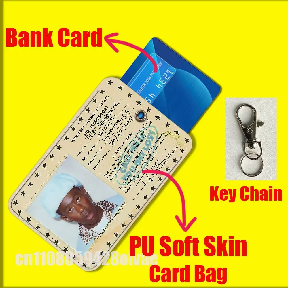 

T-TylerS C-Creator Call Me If You Get Lost For ID Clips Credit Bank Subway Card Holder Sleeve Storage Bag PU Leather Keychain