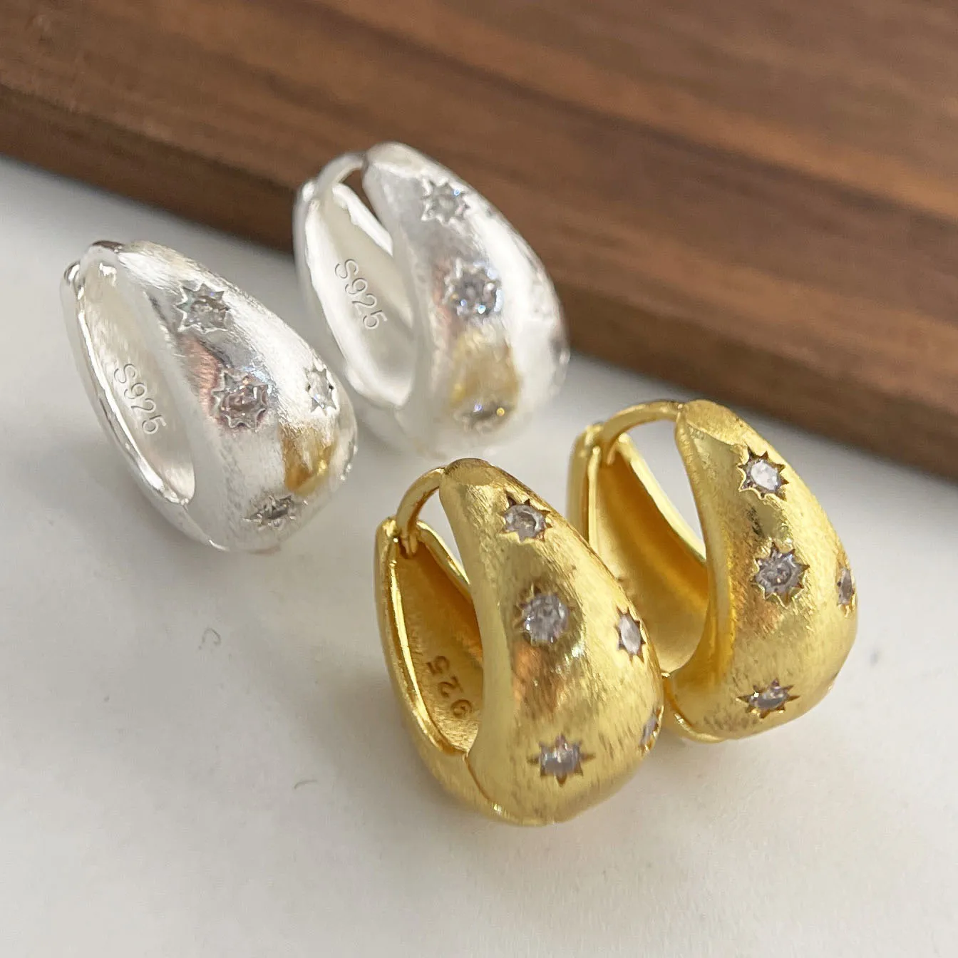 

925 Sterling Silver Vintage Earrings For Women Trendy Simple Gold Star Earring Jewelry Prevent Allergy Party Accessories Gift