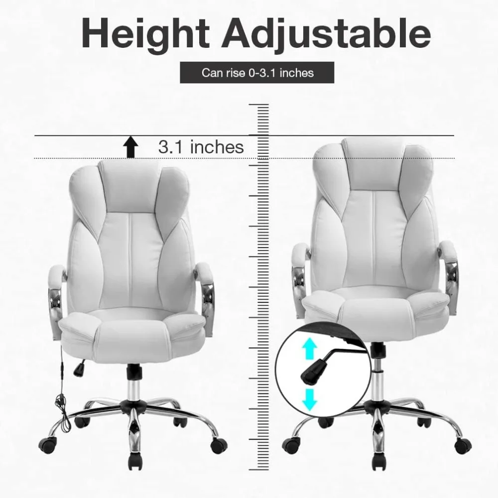 Office Chair Adjustable High Back Computer Chair PU Leather Massage Ergonomic Executive Task Rolling Swivel with Lumbar Support