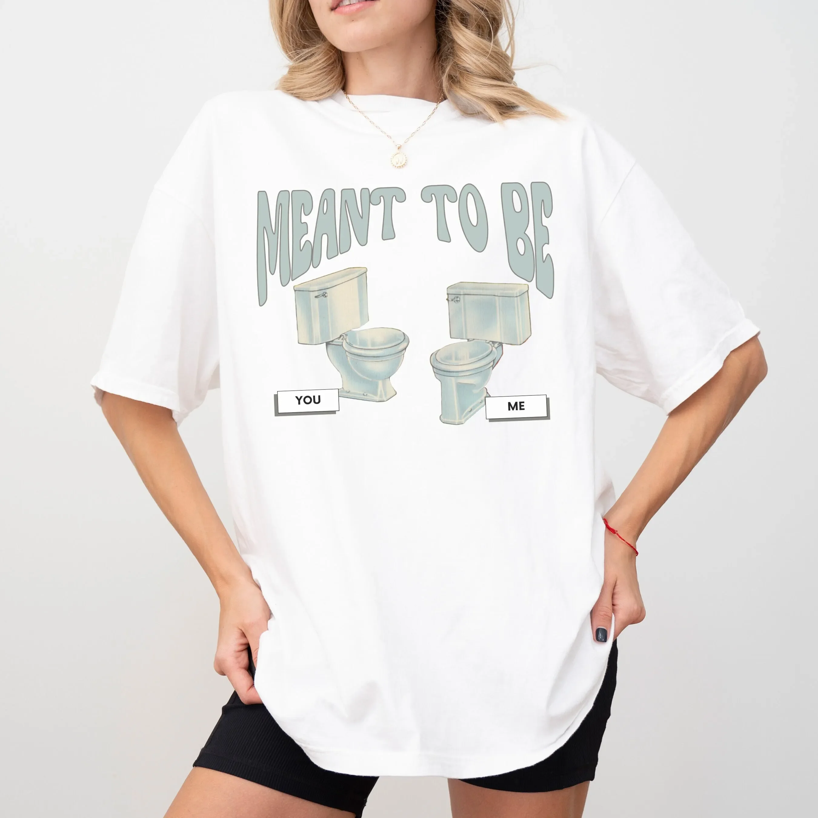 Meant to Be  T Shirt Best Friend Matching Bestie Birthday Vintage Sarcastic Funny Couple Toilet Humor