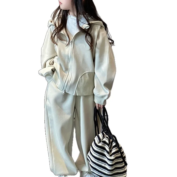 2026 spring Teenager Cloth Children Set loose turtleneck sweatshirt hooded + ankle-tied Pant suit tracksuit 4 8 10 12 14 year