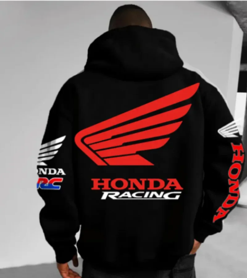 

HONDA2026 Men's Zipper Hat Shirt, Honda Brand Clothing, Racing Wear, Sports and Leisure Wear