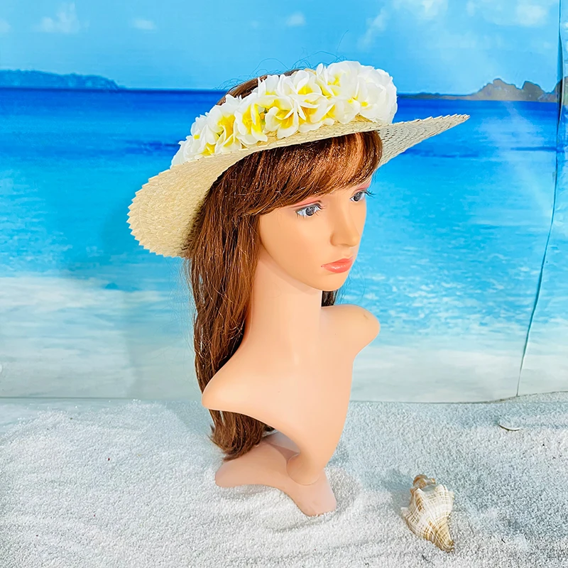 

2025 New Fashion Straw Hat Sun Hat Summer Beach Crownless Straw Sun Hat for Women Papale Lauhala Straw Hats Hawaii Visors