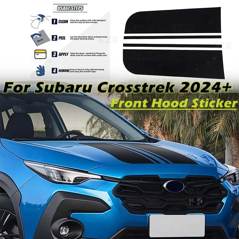 Precut Front Hood Sticker Scoop Wrap Overlay Decal Vinyl Flag Graphics Decoration Blackout Kit For Subaru Crosstrek 2024+