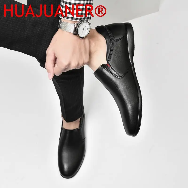 Summer Genuine Leather Men Casual Shoes Business Wedding Dress Mens Loafers Moccasins Breathable Slip on Flats Driving Shoes Men