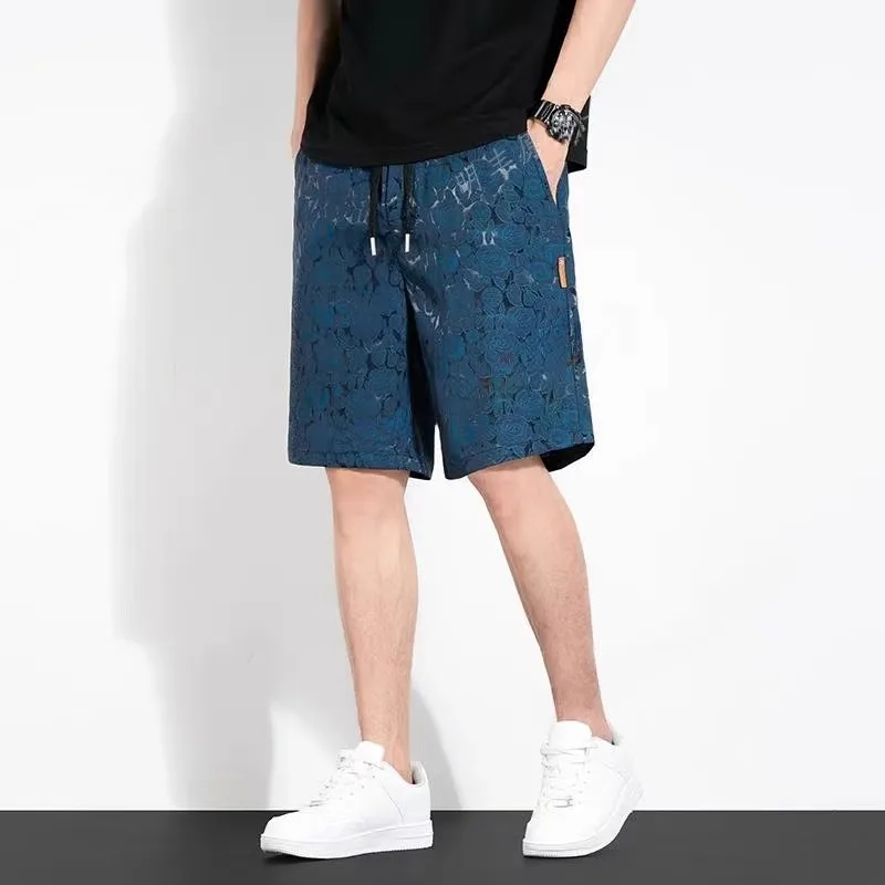 

Новинка 2025, мужская, из ледяного шелка, тонкая, прохладная, Qui Dry, для четырех четвертей, летняя, свободная, спортивная, повседневная, с прямыми ногами, пять четвертей...