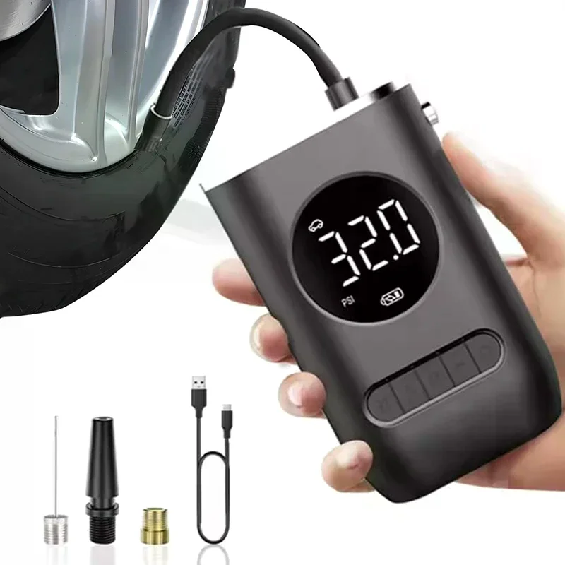 

Беспроводной портативный воздушный насос 150PSI Мини-накачка шин с перезаряжаемой батареей для экстренного использования на автомобилях, мотоциках и велосипедах