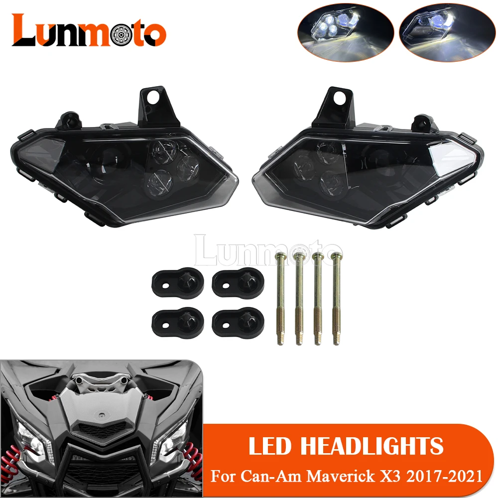 UTV LED Headlights Waterproof Front Light For Can-Am Maverick X3 Max R XDS XRS Turbo 2017-2021 12V Head Lamp With High/Low Beam