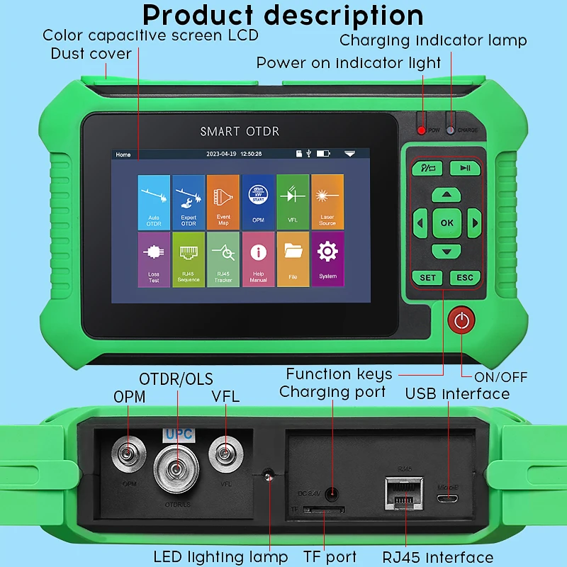 Imagem -03 - Comptyco Teste de Fibra Ativa Otdr Óptica Refletômetro Vfl Ols Opm Led Mapa de Eventos Ethernet Tester Aua 500 501 516 562 565u a