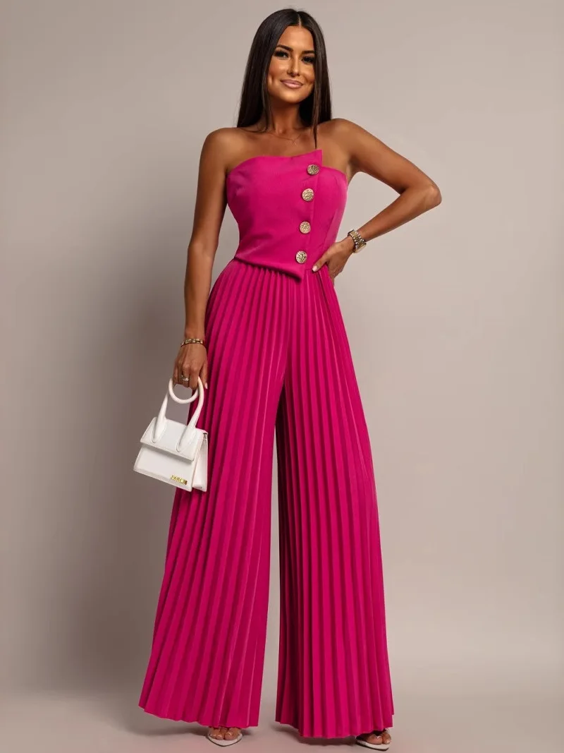 

Летний сексуальный комбинезон на бретельках, ультра-бюстье, длинные брюки для девочек, полиэфирное волокно, средняя талия, китайское производство