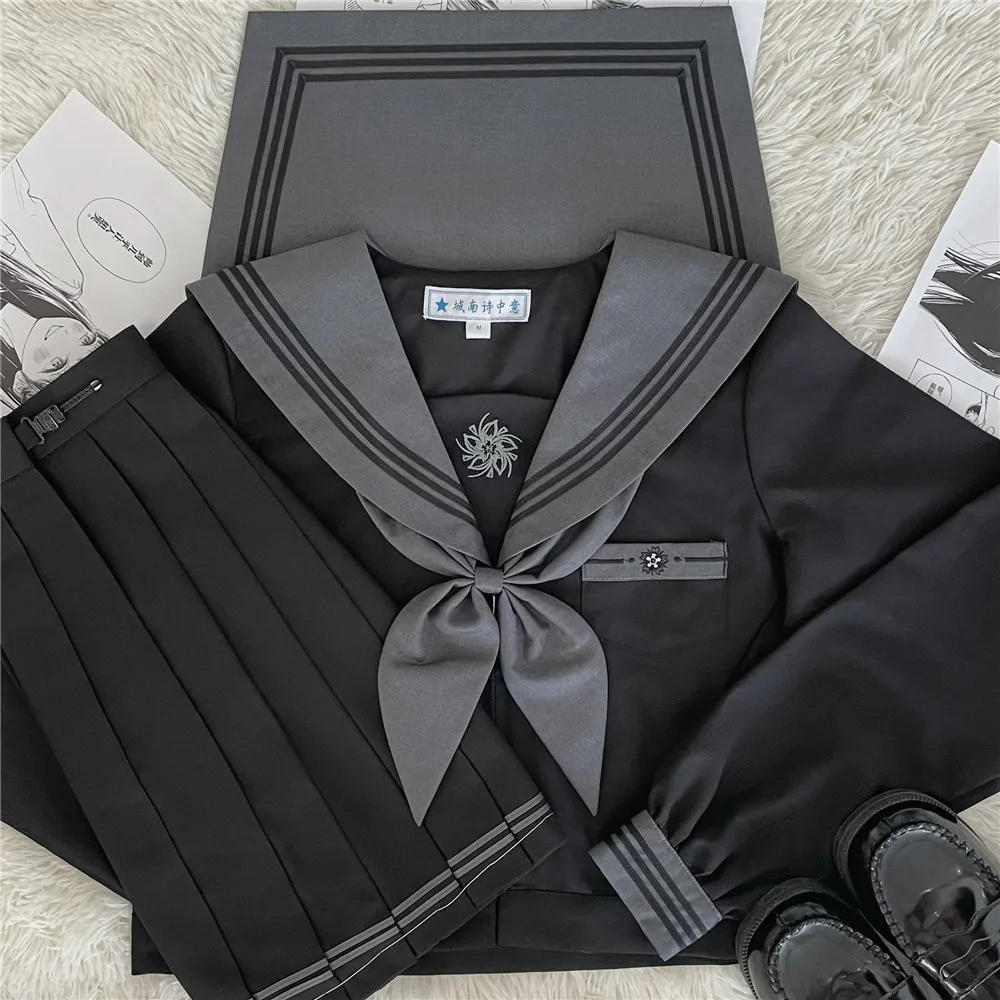 Image of Japanischer koreanischer orthodoxer Matrosenanzug, süßes Mädchen, JK-Uniform, dunkles bösen Mädchen, Mittelanzug, College-Stil, Gymnasiasten-Kostüm