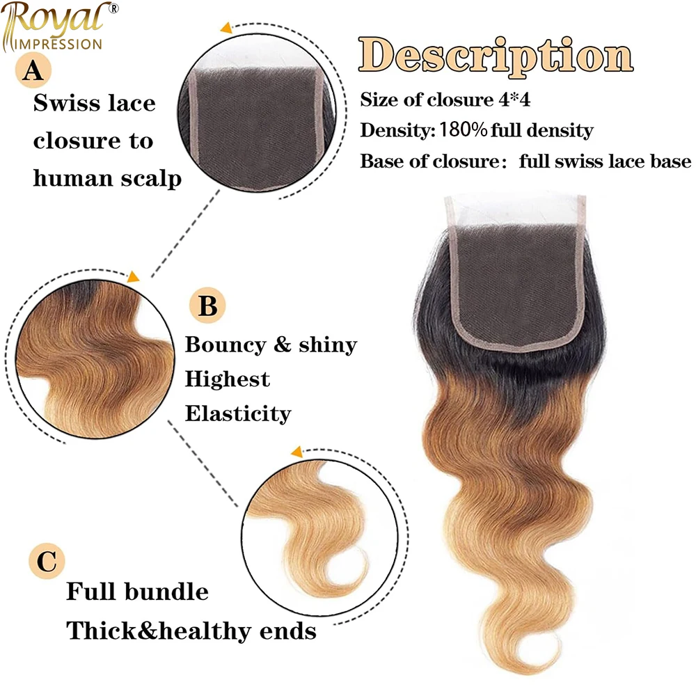 15A أومبير الملونة البرازيلي شعر مموج نسج حزم مع إغلاق ريمي حزم الإنسان مع HD الدانتيل إغلاق شقراء