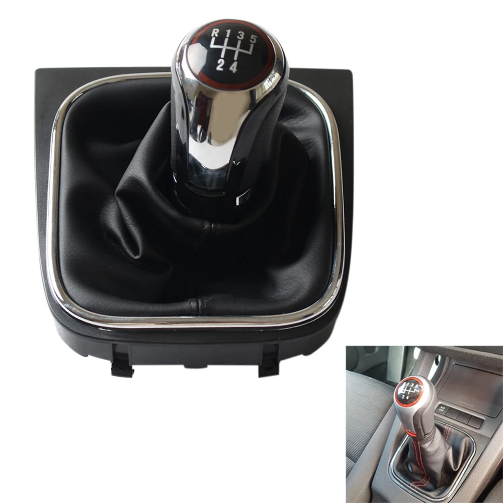 Manual 5 Speed Gear Stick Shift Lever Head Ball with Leather Boot for Golf 5 MK5 Golf 6 Jetta MK6 GTD R32 2004-2013