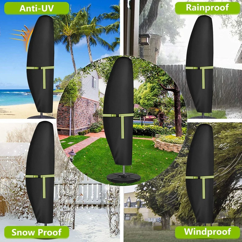 Waterproof Garden Umbrella Cover 420D Oxford Cloth Outdoor Cantilever Umbrella Cover with Zipper Windproof Fluorescent Tape