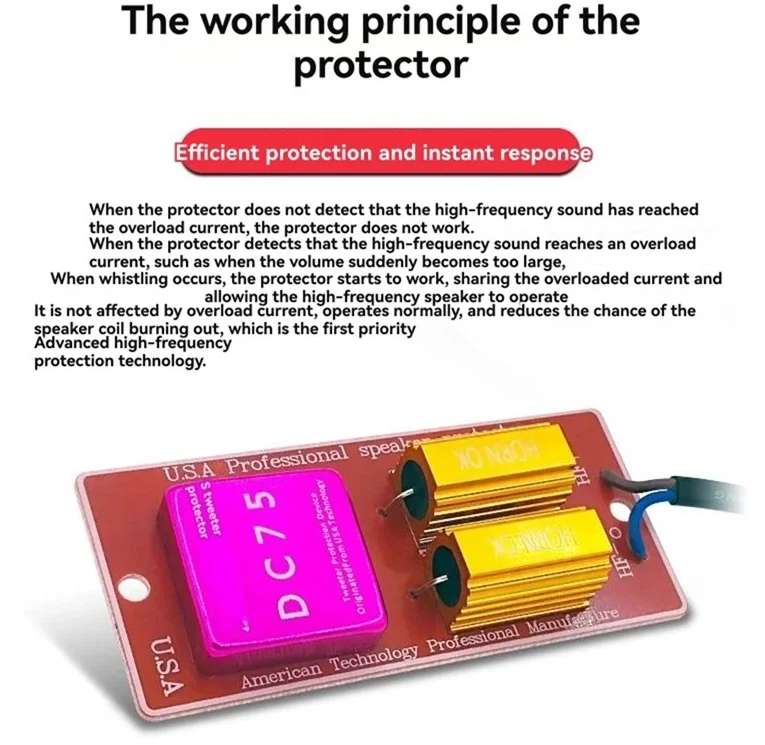 2 профессиональных защиты басов от ожогов, плата защиты тройных частот кроссовера, плата защиты высокочастотных динамиков