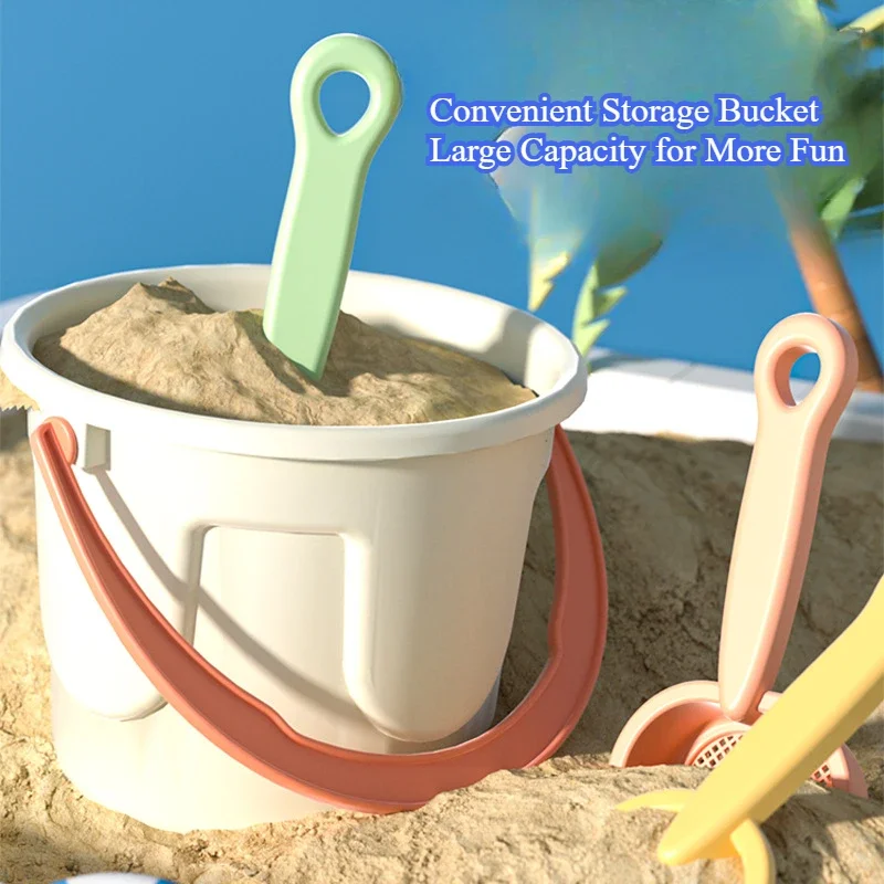 Crianças brinquedos de praia conjunto de jogo de areia 3/5 pçs kit de construção castelo de areia com balde de armazenamento pá ancinho moldes portátil ao ar livre brinquedo verão