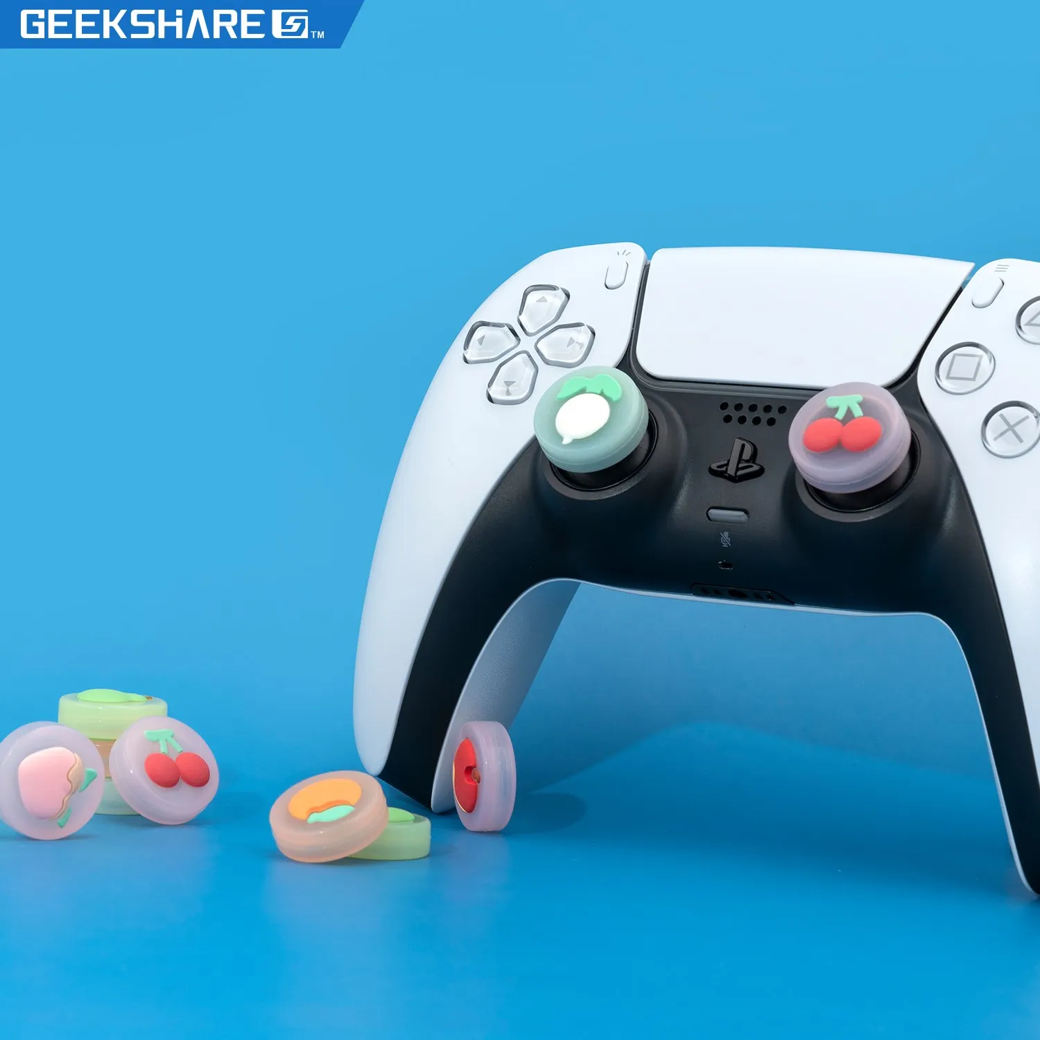 GeekShare Cute Fruit Silicone Sony PS5 PS4 Controller Joystick Caps XBOX ONE NS Pro Game Console Analog Thumb Stick Grips 4pcs