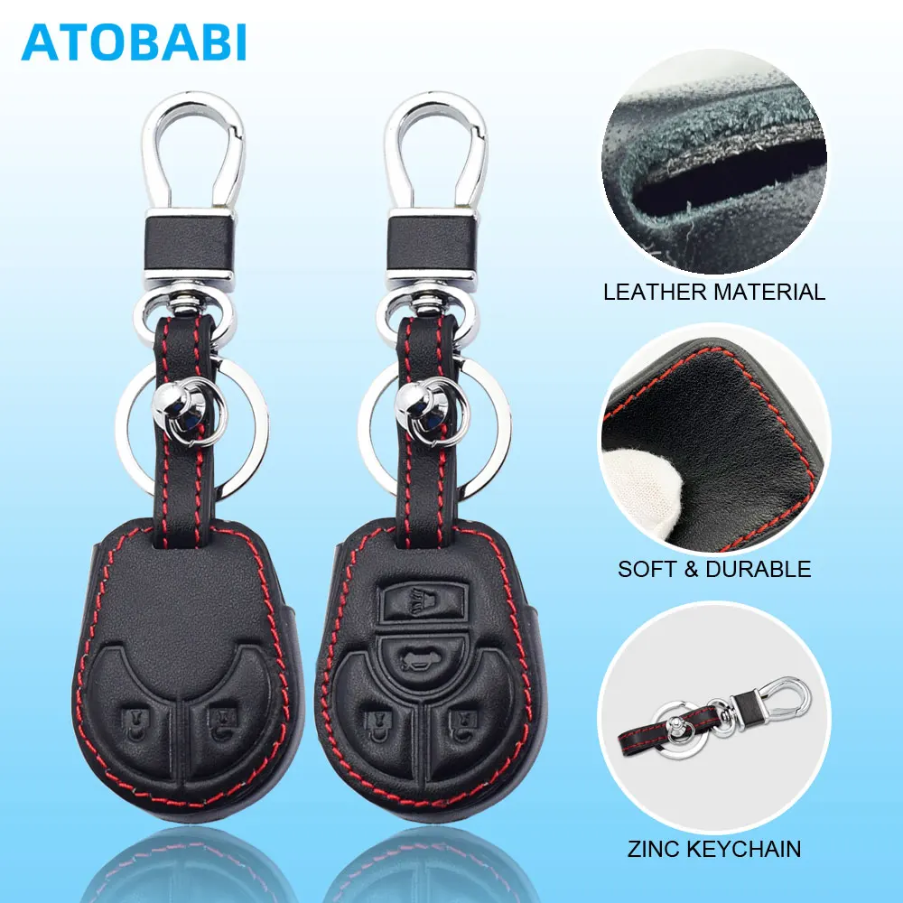 Leather Car Key Cover For Nissan Sentra Frontier Rogue Juke Xterra Versa Note 2 4 Buttons Remote Control Fob Protector Case Bag