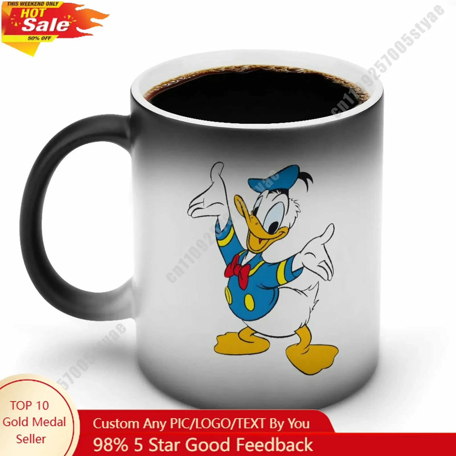 

Donald Duck Color Changing Mug Disney Cartoon Custom Personalized Photo Printing DIY Coffee Cup Birthday Gift Ceramic Mug