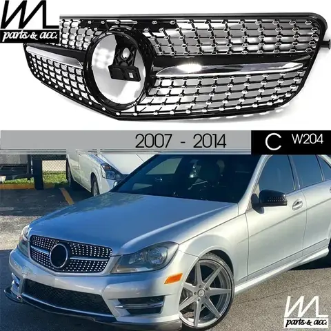 다이아몬드 스타일 앞 범퍼 그릴 레이싱 그릴 교체 메르세데스 벤츠 C 클래스 W204 2007-2014 C180 C200 C250 C300 C350