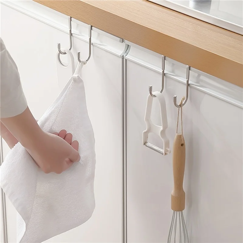 1/2/3pc Stainless Steel Double Hook Holder - Heavy Duty, Over The Door Hanger For Clothes And Drawers