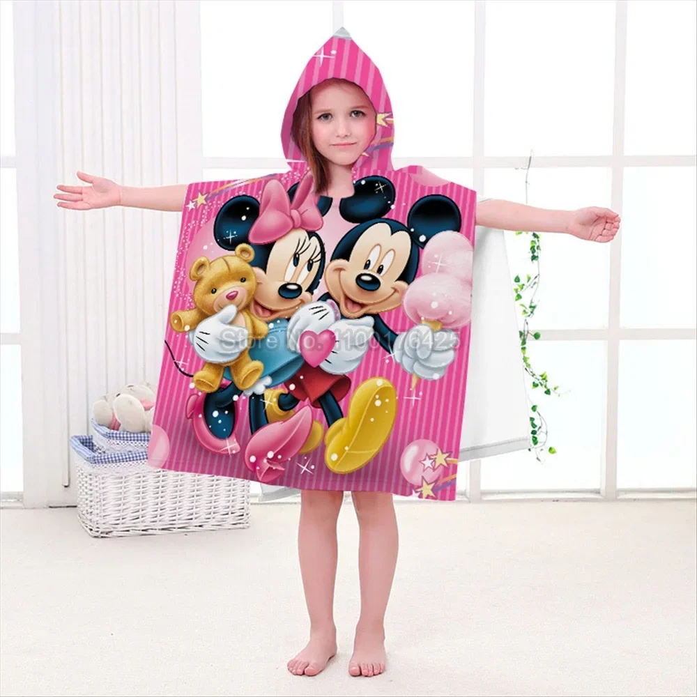 Mickey Minnie Mouse 3D Printing Beach Hooded Bath Towels Summer Beach Towel Children Baby Boys Adult Wearable