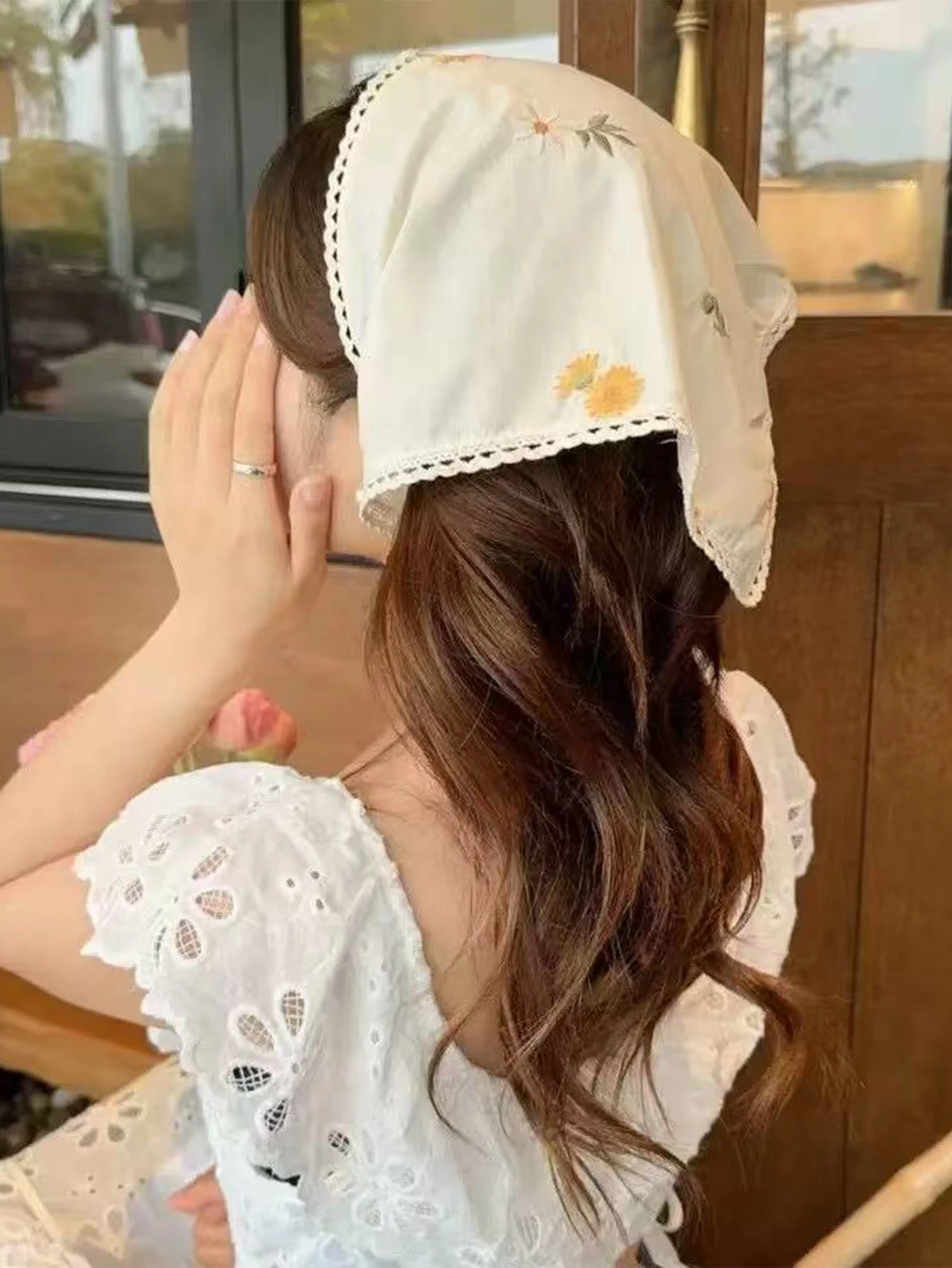 

Korean Fashion Floral Triangle Headscarf Hair Band For Women,Simple Sweet Bandana Triangle Scarf Headband Retro Hair Bands