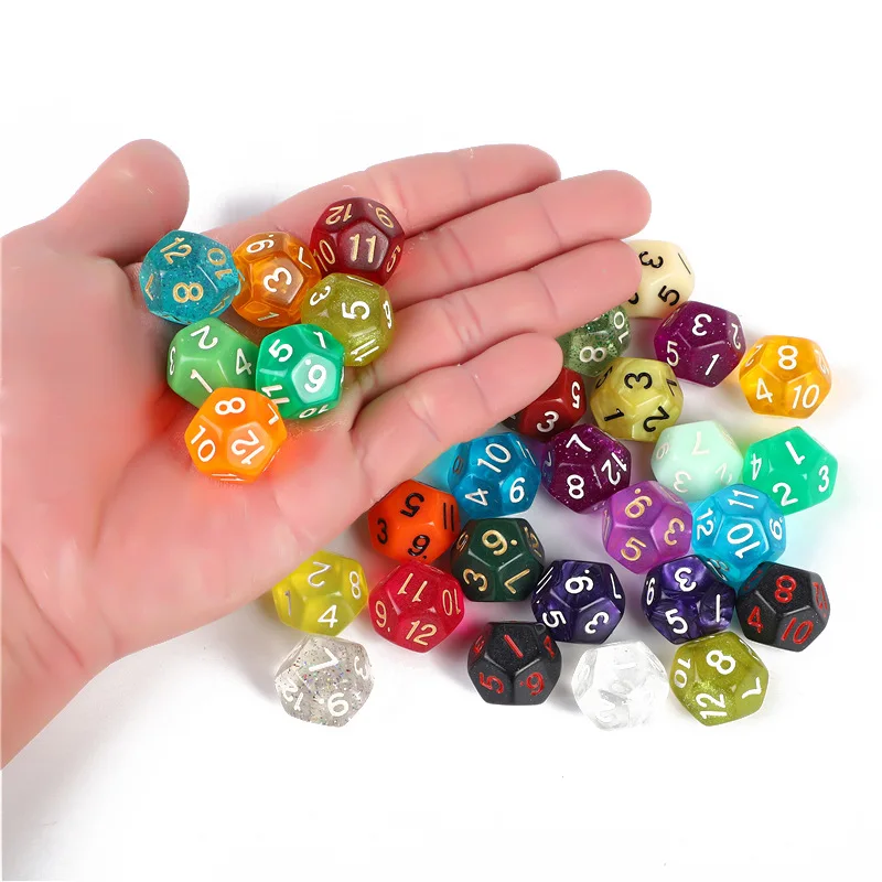 10PCS Polyhedron Acrylic D12 12Sided Dice For Classroom Math Educational Toys Learning Resources Board Games Accessories
