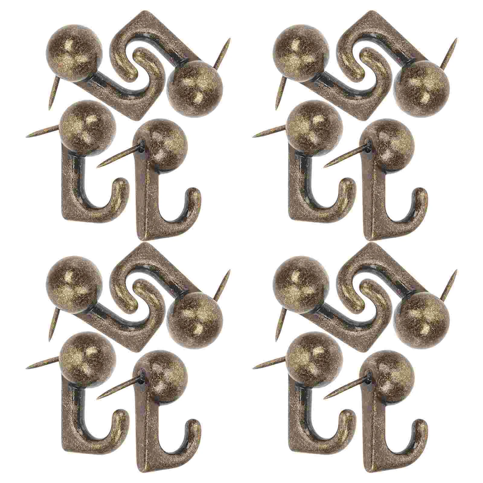 30 Pcs Metal Hook Nail Decorative Wall Hooks Thumb Tacks Light for Cork Board Zinc Alloy Picture Hanging