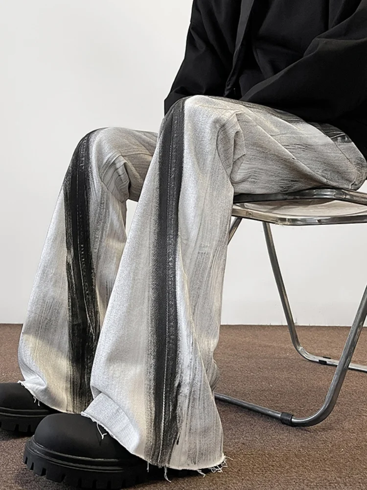 

Мужские джинсы в стиле ретро, американские, осенние, свободные, прямого кроя, длинные брюки, расклешенные, в стиле High Street, из прочного хлопкового смесового материала