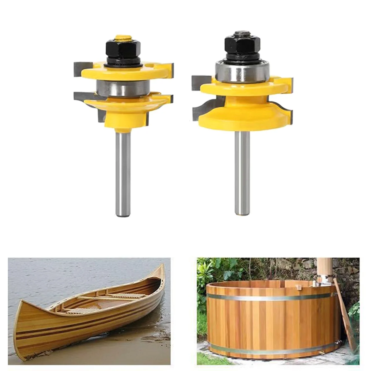 A002 2 Stuks 1/4 Inch Schacht Cutter 3-Tand Tong & Groef Joint Monteren Frezen T-Slot frees Voor Hout Frezen