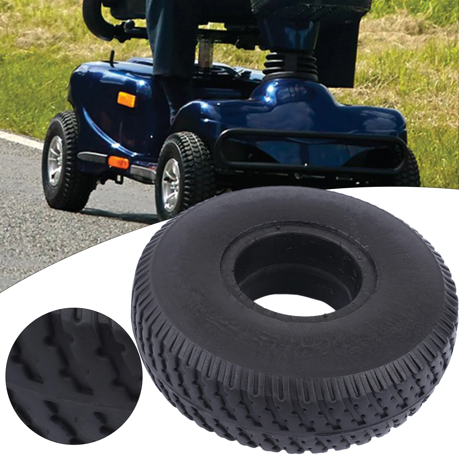 

Sturdy 10 Inch Solid Tire for Trolley Mobility Scooter 260X85 4 10/3 50 4 Ideal for Long Term Use on Private Properties