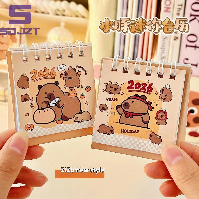 2026 Year Cartoon Capibara Desktop Mini Desk Calendar Planner Desktop Decoration Office Stationery