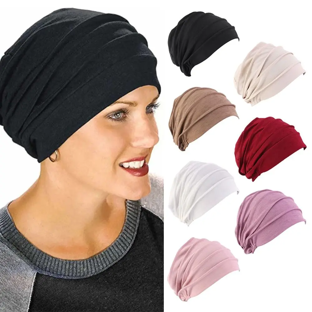 Cancer Cotton Head Cap Hat Elastic Cloth Chemo Cap Breathe Hat Ruffle Hat Women