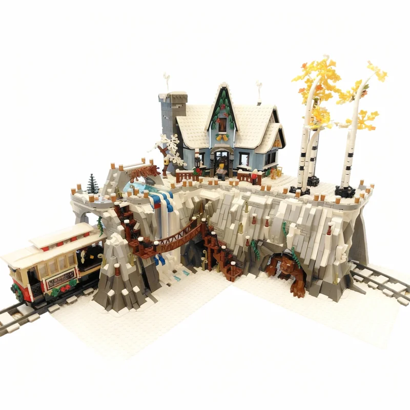 ชุดตัวต่อ MOC 1563 ชิ้น โมเดลอุโมงค์มุมมองฤดูหนาวคริสต์มาส ของเล่นตัวต่อ ของขวัญคริสต์มาส บล็อกสร้างสรรค์ แนวคิดการสร้าง ของเล่นเสริมพัฒนาการ