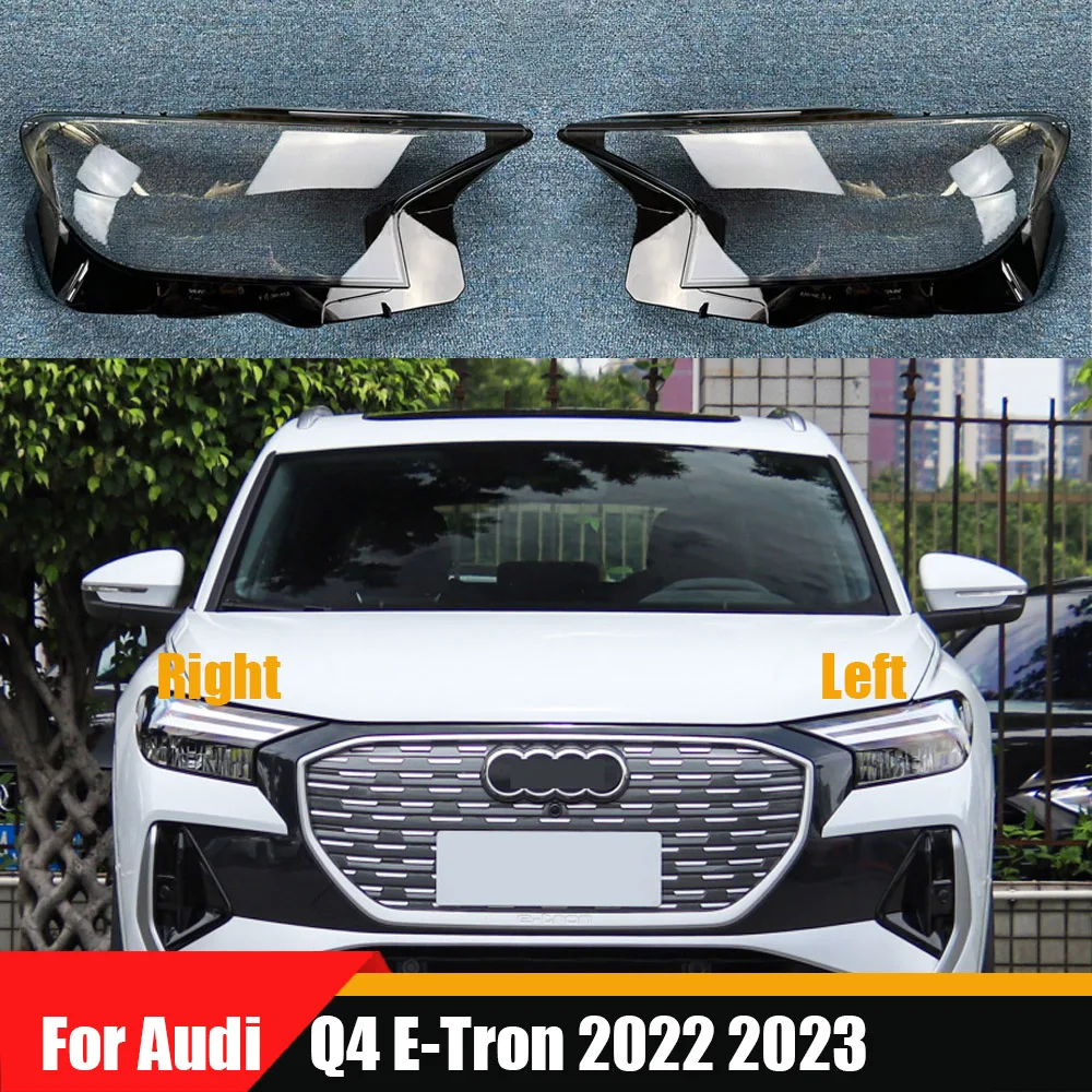 For Audi Q4 E-Tron 2022 2023 Headlamp Cover Transparent Mask Lamp Shade Headlight Shell Lens Replace The Original Lampshade