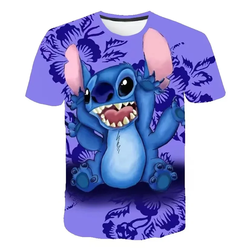 Disney Stitch Men's T-shirt Cartoon Anime 3D Printing Unisex Fashion T-shirt Kawaii Children Boys Girls Short Sleeve T-shirt