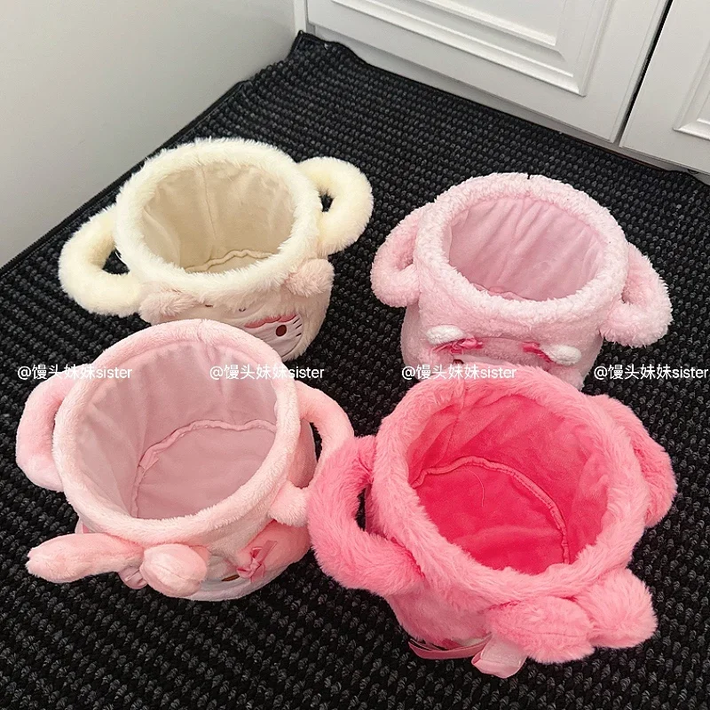 Sanrio Foldable Storage Bucket Hello Kitty Bag Desktop Plush Storage Bucket My Melody My Sweet Piano Miscellaneous Storage Bag